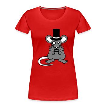 Mr. Mouse Top Hat Monocle Glasses Rich Mr. - Women's Premium Organic T-Shirt - red - Front - Mia (176cm)