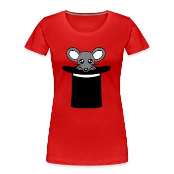 souris en chapeau de sorcier chapeau haut de forme petite souris mignon - T-shirt bio Premium Femme - rouge - Devant - Mia (176cm)