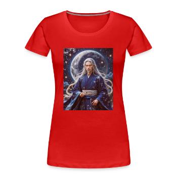 Tsukuyomi Gelassener Mondgott mit silbernem Haar - Frauen Premium Bio T-Shirt - Rot - Vorne - Mia (176cm)