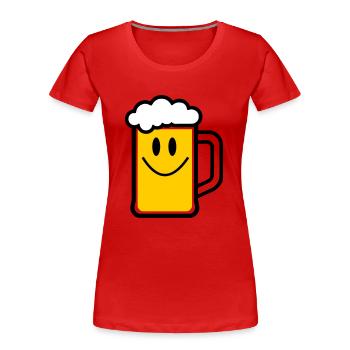 Visage de bière - T-shirt bio Premium Femme - rouge - Devant - Mia (176cm)