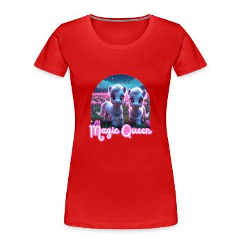 Zwei süße Ponys - Magic Queen - Frauen Premium Bio T-Shirt - Rot - Vorne - Mia (176cm)