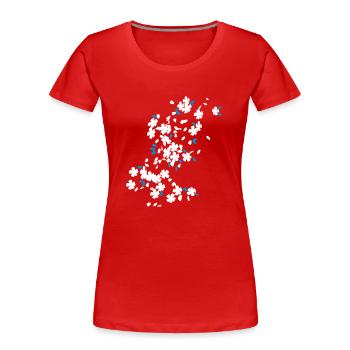 Blütenregen / raining blossoms (2c) - Frauen Premium Bio T-Shirt - Rot - Vorne - Mia (176cm)