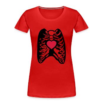 Skeul menschliche Skelett menschliche Herz - Frauen Premium Bio T-Shirt - Rot - Vorne - Mia (176cm)