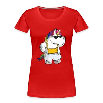 Unique Comic Einhorn - Frauen Premium Bio T-Shirt - Rot - Vorne - Mia (176cm)