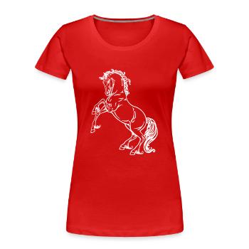 Pferd Pony Rappe Hengst Stute Wallach Warmblut - Frauen Premium Bio T-Shirt - Rot - Vorne - Mia (176cm)