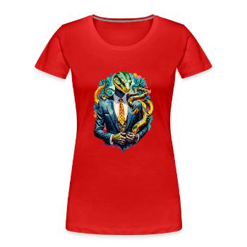 Schlange im Anzug - Frauen Premium Bio T-Shirt - Rot - Vorne - Mia (176cm)