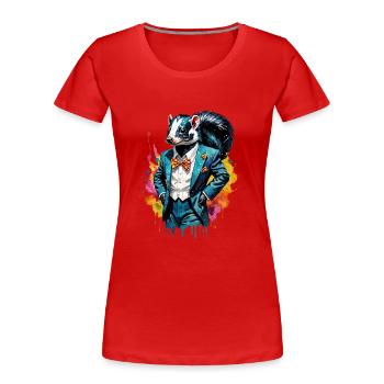 Stinktier im Anzug - Frauen Premium Bio T-Shirt - Rot - Vorne - Mia (176cm)