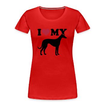 Whippet - T-shirt bio Premium Femme - rouge - Devant - Mia (176cm)
