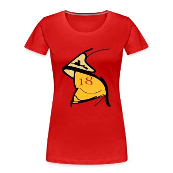 Casque F1 visière jaune 18 - T-shirt bio Premium Femme - rouge - Devant - Mia (176cm)