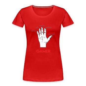 Gamer Shirt- Gamers Hand Back - Frauen Premium Bio T-Shirt - Rot - Vorne - Mia (176cm)