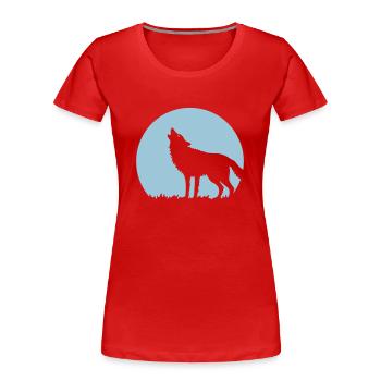 Howling Wolf At Full Moon (1C) - Women's Premium Organic T-Shirt - red - Front - Mia (176cm)