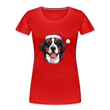 Saint Bernand Hund Weihnachten Kopf - Frauen Premium Bio T-Shirt - Rot - Vorne - Mia (176cm)
