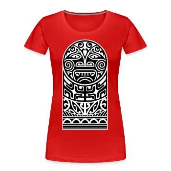 Tiki Maori Design - Frauen Premium Bio T-Shirt - Rot - Vorne - Mia (176cm)