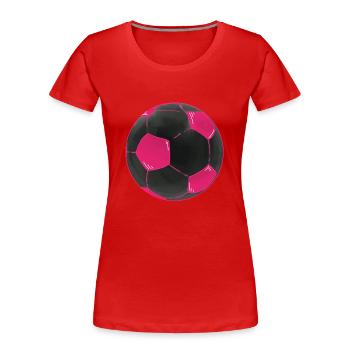 Fußball Pink Schwarz Fußbälle Sticker - Frauen Premium Bio T-Shirt - Rot - Vorne - Mia (176cm)