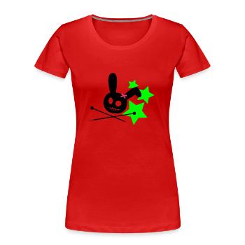 Voodoo Bunny Stars - Frauen Premium Bio T-Shirt - Rot - Vorne - Mia (176cm)