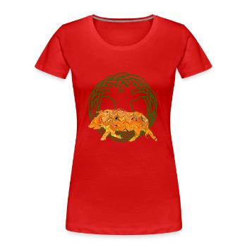 eber gullinborsti e 266 - Frauen Premium Bio T-Shirt - Rot - Vorne - Mia (176cm)