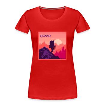 GR20 Grande Randonnée Corse trekking hiking - Women's Premium Organic T-Shirt - red - Front - Mia (176cm)