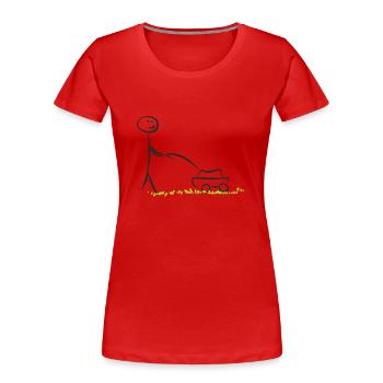 Mann mit Rasenmäher - Frauen Premium Bio T-Shirt - Rot - Vorne - Mia (176cm)