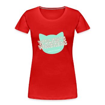 Wolkin's Whiskers - Ein Katzenlogo - Frauen Premium Bio T-Shirt - Rot - Vorne - Mia (176cm)