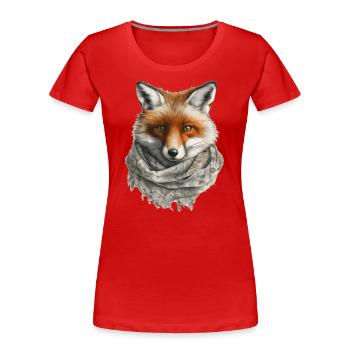 Fuchs mit Schal für Jäger Tier Rotfuchs - Frauen Premium Bio T-Shirt - Rot - Vorne - Mia (176cm)