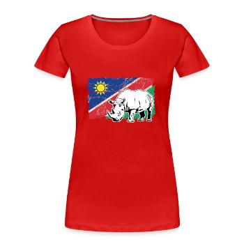 Namibia Flag - Rhino - Nashorn - Frauen Premium Bio T-Shirt - Rot - Vorne - Mia (176cm)