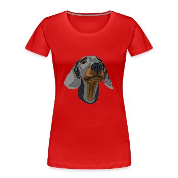 Teckel, chien de toit - T-shirt bio Premium Femme - rouge - Devant - Mia (176cm)