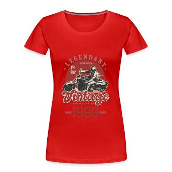 1999 anniversary motorcycle biker vintage years - Women's Premium Organic T-Shirt - red - Front - Mia (176cm)