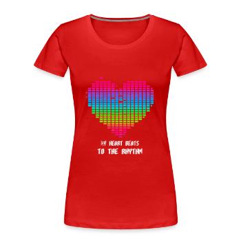 Mein Herz schlägt im Rhythmus - Frauen Premium Bio T-Shirt - Rot - Vorne - Mia (176cm)