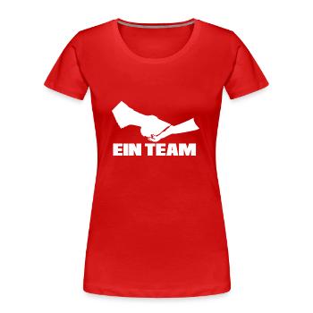 Ein Team Pferde Shirt - Frauen Premium Bio T-Shirt - Rot - Vorne - Mia (176cm)