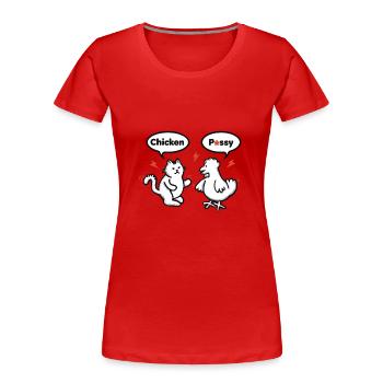 Chaton vs. Poulet - T-shirt bio Premium Femme - rouge - Devant - Mia (176cm)