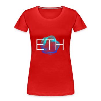 ETH Blockchain Cryptocurrency - Women's Premium Organic T-Shirt - red - Front - Mia (176cm)