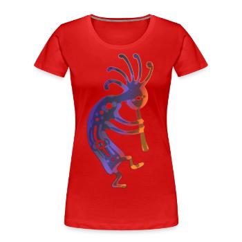Native American flute player Kokopelli - Women's Premium Organic T-Shirt - red - Front - Mia (176cm)