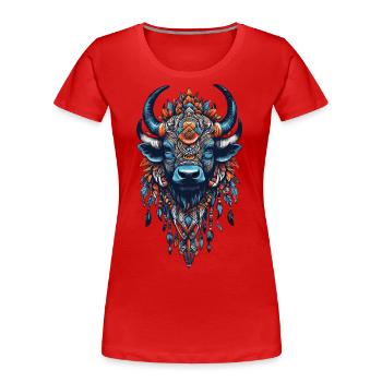 Bison Spirit Indian Meditation & Power - T-shirt bio Premium Femme - rouge - Devant - Mia (176cm)