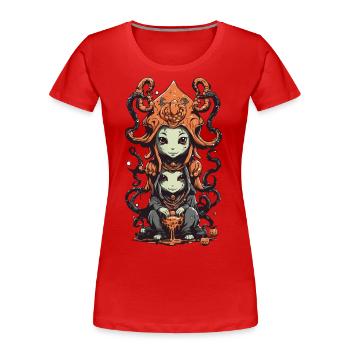 Slimy Cartoon Monster Halloween Highlight - Women's Premium Organic T-Shirt - red - Front - Mia (176cm)