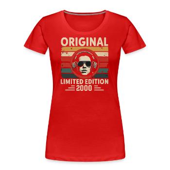 Original 2000 Rétro Anniversaire 2000 Vintage 2000 - T-shirt bio Premium Femme - rouge - Devant - Mia (176cm)