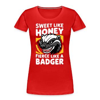 Blaireau Miel Blaireau Animal - T-shirt bio Premium Femme - rouge - Devant - Mia (176cm)