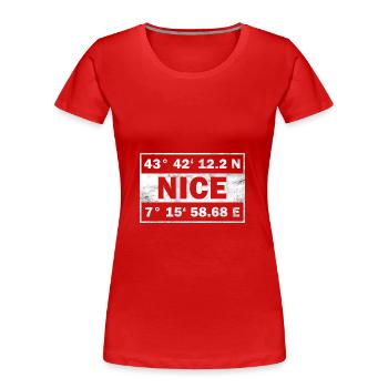 Nice Koordinaten Frankreich Nizza - Frauen Premium Bio T-Shirt - Rot - Vorne - Mia (176cm)