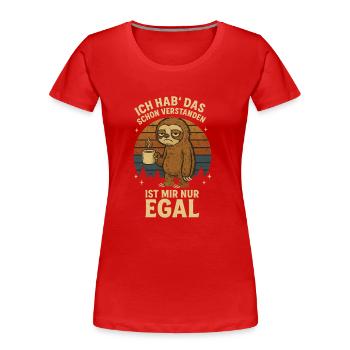 Paresseux, j’ai compris - T-shirt bio Premium Femme - rouge - Devant - Mia (176cm)