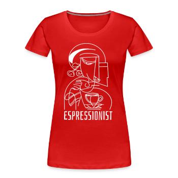 Espressionist - Espresso - Kaffee trinken - Frauen Premium Bio T-Shirt - Rot - Vorne - Mia (176cm)