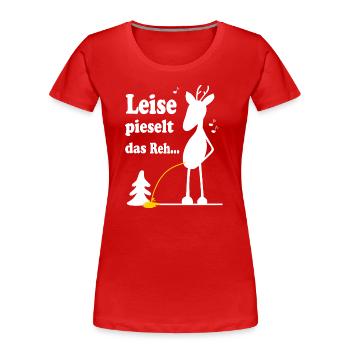 Weihnachtslied Schnee Reh - Frauen Premium Bio T-Shirt - Rot - Vorne - Mia (176cm)