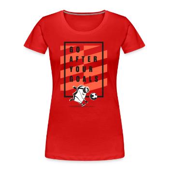 Minions Design De Football Go After Your Goals - T-shirt bio Premium Femme - rouge - Devant - Mia (176cm)