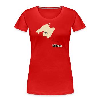Reiseziel Mallorca Flug von Wien - Frauen Premium Bio T-Shirt - Rot - Vorne - Mia (176cm)