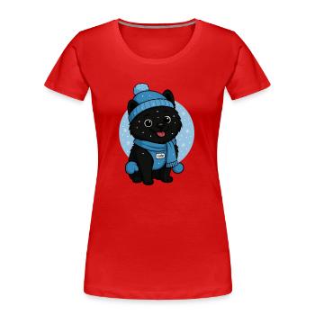 Cuddly Dog Winter Magic - Women's Premium Organic T-Shirt - red - Front - Mia (176cm)