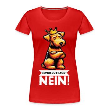 Avant que vous ne demandiez : Airedale Terrier Airedales - T-shirt bio Premium Femme - rouge - Devant - Mia (176cm)