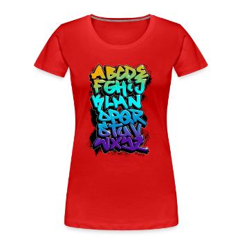 GRAFFITI-ALPHABET - Frauen Premium Bio T-Shirt - Rot - Vorne - Mia (176cm)