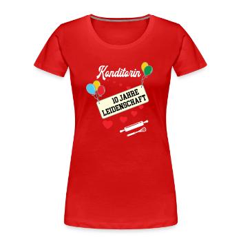 Konditorin Jubiläum 10 Jahre Konditorei Bäckerei - Frauen Premium Bio T-Shirt - Rot - Vorne - Mia (176cm)