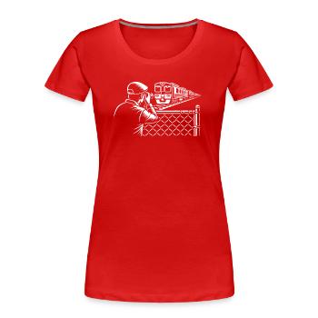 La fascination du trainspotting – pour les amateurs de chemins de fer - T-shirt bio Premium Femme - rouge - Devant - Mia (176cm)