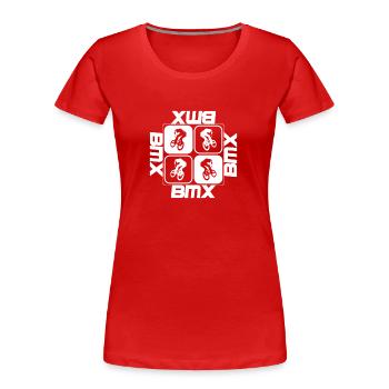 Cascadeur de BMX - T-shirt bio Premium Femme - rouge - Devant - Mia (176cm)