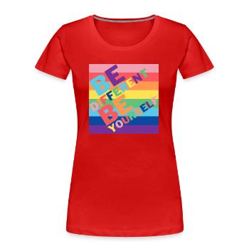 Be different - Women's Premium Organic T-Shirt - red - Front - Mia (176cm)