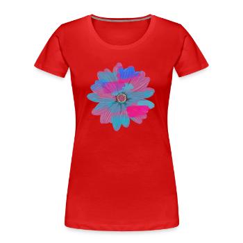 blume,bunt,malerei,pink,blau - Frauen Premium Bio T-Shirt - Rot - Vorne - Mia (176cm)